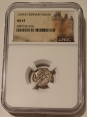 Hungary Lajos II 1524 silver denar Madonna child ms63 ngc a