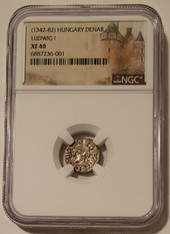 Hungary middle ages Ludwig I silver denar xf40 ngc a