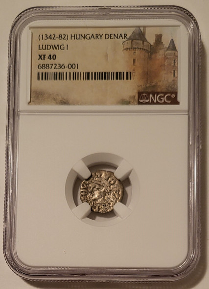 Hungary middle ages Ludwig I silver denar xf40 ngc a