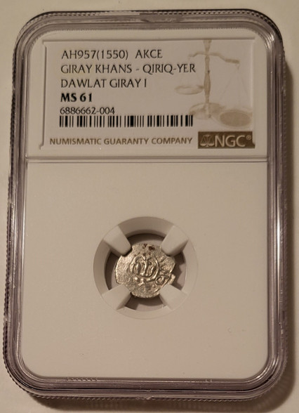 Crimean khanate 1550 silver akce ms61 ngc a