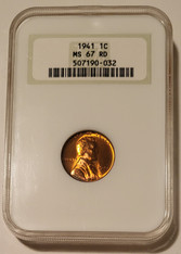 1941 Lincoln wheat cent ms67 red ngc oh a