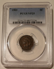 1903 Indian head cent vf25 pcgs a