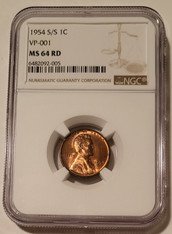 1954 s s Lincoln wheat cent rpm vp001 ms64 red ngc a