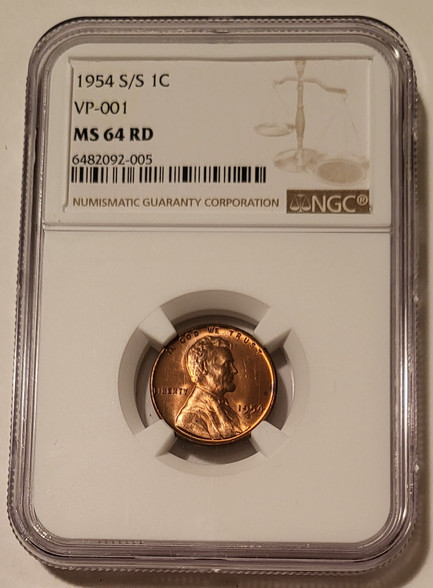 1954 s s Lincoln wheat cent rpm vp001 ms64 red ngc a