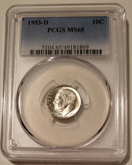 1953 d Roosevelt dime ms65 pcgs a