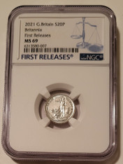 Great Britain 2021 1/10 oz silver 20 pence ms69 ngc fr a
