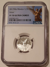 Mexico 2017 mo 1/10 ounce silver libertad pf70 uc ngc a