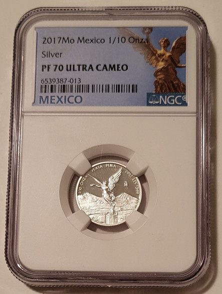 Mexico 2017 mo 1/10 ounce silver libertad pf70 uc ngc a
