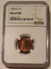 1936 d Lincoln wheat cent ms65 rb ngc a