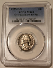 1955 d-s Jefferson nickel fs501 ms65 pcgs a