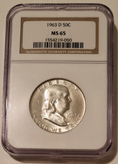 1963 d Franklin half dollar ms65 ngc a
