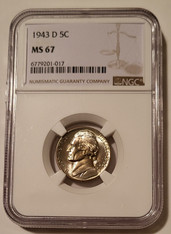 1943 d Jefferson silver nickel ms67 ngc a