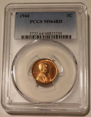 1944 Lincoln wheat cent ms64 red pcgs a