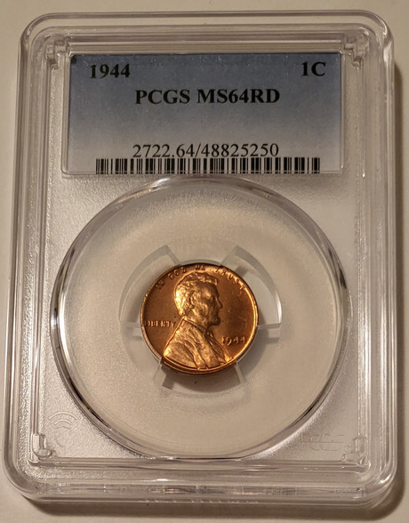 1944 Lincoln wheat cent ms64 red pcgs a
