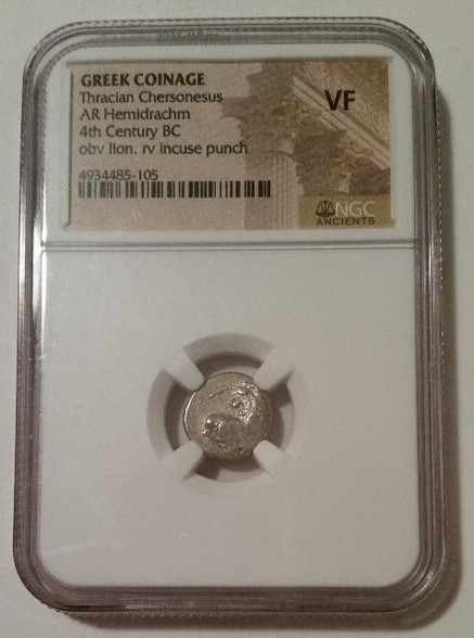 Ancient Greek Thracian silver hemidrachm vf ngc a