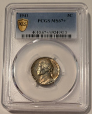 1941 Jefferson Nickel Unc MS67+ PCGS Toned