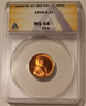 1945 s Lincoln wheat cent ms64 red anacs a