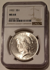 1922 Peace silver dollar ms64 ngc a