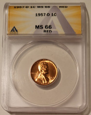 1957 Lincoln wheat cent ms66 red ANACS a