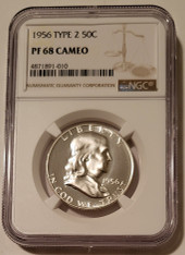 1956 Franklin half dollar type 2 proof pf68 cameo ngc a