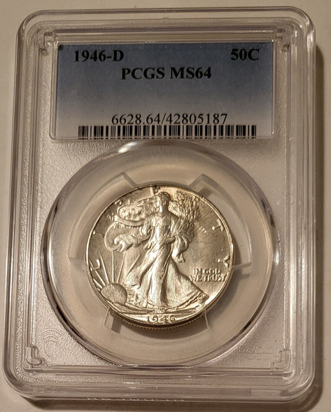 1946 D Walking liberty half dollar ms64 pcgs a