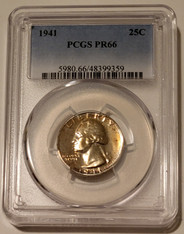 1941 Washington quarter pr66 pcgs toning a