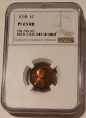 1938 Lincoln Wheat cent proof pf65 rb ngc a
