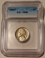 1942 P Jefferson silver nickel proof pr66 icg a