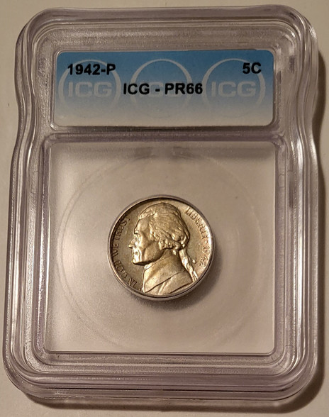 1942 P Jefferson silver nickel proof pr66 icg a