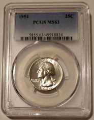 1954 Washington quarter ms63 pcgs a