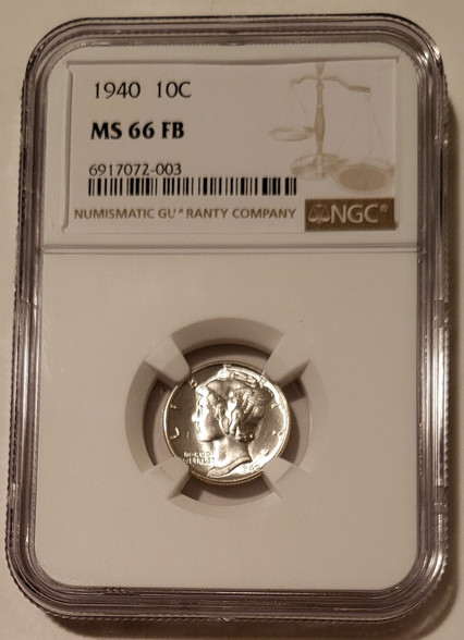 1940 Mercury dime ms66 fb ngc a