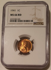 1941 Lincoln wheat cent ms66 red ngc a