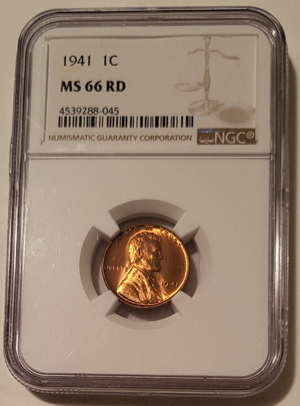1941 Lincoln wheat cent ms66 red ngc a