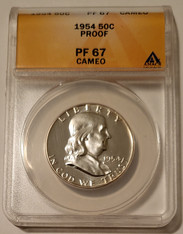 1954 Franklin half dollar proof pf67 cameo anacs a