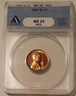 1937 d Lincoln wheat cent ms65 red anacs blue holder a