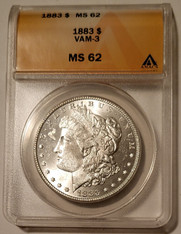 1883 Morgan silver dollar vam-3 ms62 anacs a