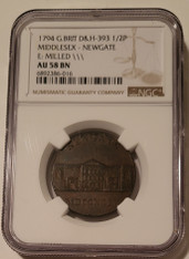 great britain 1794 half penny conder token dh393 au58 bn ngc a