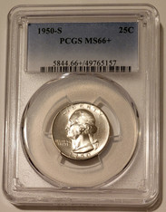 1950 s Washington quarter ms66 plus pcgs a