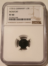 Germany Montfort 1735 e half kreuzer xf40 ngc a