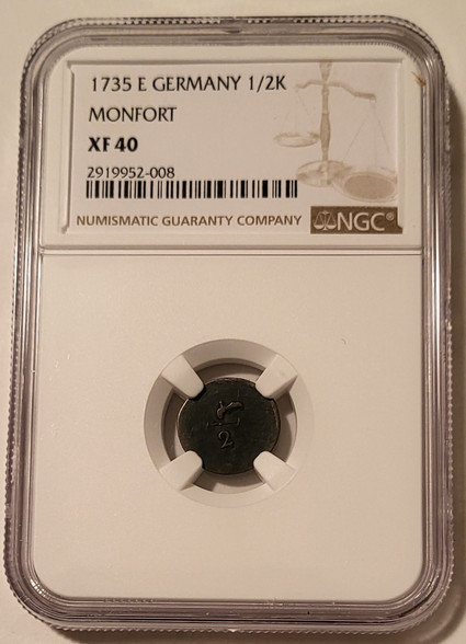 Germany Montfort 1735 e half kreuzer xf40 ngc a