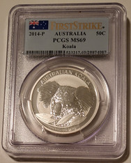 Australia 2014 p half ounce silver koala ms69 pcgs a