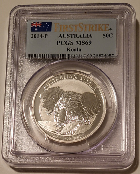 Australia 2014 p half ounce silver koala ms69 pcgs a
