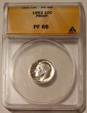 1953 Roosevelt dime proof pf66 anacs a
