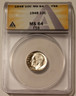 1948 Roosevelt dime ms64 fb anacs a
