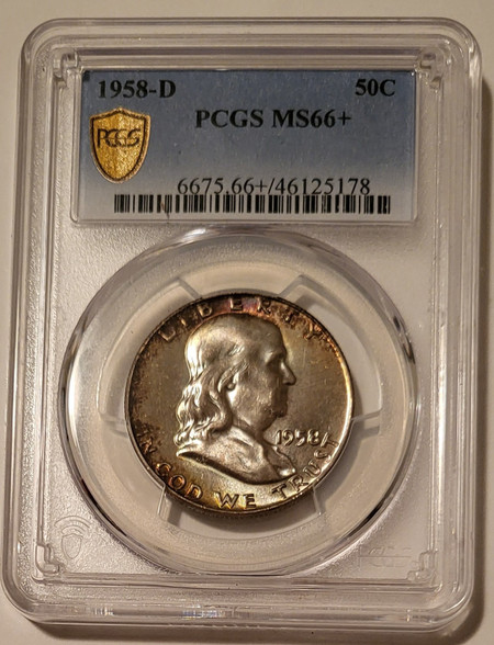 1958-d-d-franklin-half-dollar-ms66plus-pcgs-stickered-nicely-toned-a