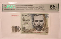 Spain 1982 1000 pesetas bank note madrid au58 epq pmg a