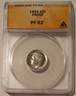 1953 Roosevelt dime proof pf62 anacs toning a