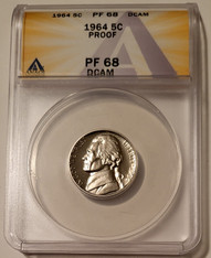 1964 Jefferson nickel proof pf68 dcam anacs a