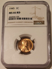 1945 Lincoln Wheat Cent MS66 red ngc a