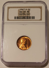 1947 d Lincoln wheat cent ms65 red ngc a